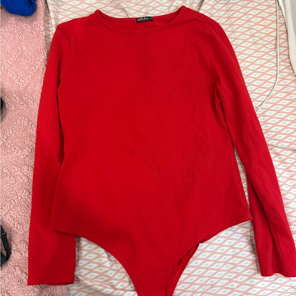Art Class Vibrant Red Long Sleeve Bodysuit